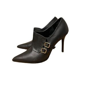 Vintage Never Worn Colin Stuart Black Leather Stiletto Pointy Heels size 7.5